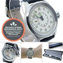 44 mm STEEL Men Watch 6497 SEA-GULL ST3600 Swan-Neck Movement Sapphire Glass 409 - £137.90 GBP