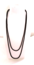 Women's Double Strand 3mm Black Bead Necklace Fashion Jewelry Acrylic 34 inches - £8.20 GBP