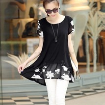 Summer Shirt Women Blouse Casual Loose Plus Size 4XL O-Neck Embroidery  Fake 2 p - £40.76 GBP