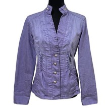 Chicos Platinum Purple Ruffle Denim Jean Jacket Size 0 - £25.05 GBP