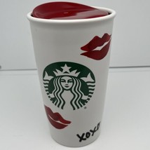 Starbucks Red Lips XOXO Valentines Kiss 2015 Hug Love Ceramic Traveler Mug 12oz - £21.78 GBP