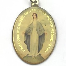 Mother Mary Conceived Without Sin Medal Pray For Us Pendant Vintage Neck... - £9.73 GBP