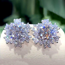 Sweet Cool Style Flower Women&#39;s Earrings Exquisite Full Diamond Zircon Flower Ea - £7.94 GBP