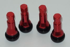 4 Kits TR 413C Red Color cover Snap-In Tire Valve Stems Short Black Rubber - £10.47 GBP