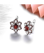 Natural Garnet White Topaz Sterling Silver Clip Earrings 8 Cts Genuine G... - $1,863.51 MXN