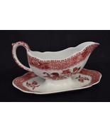 Spode Copeland Camilla Gravy Boat Scalloped Floral Underplate Attached R... - $109.14