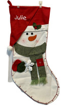 Christmas Stocking Extra Large Felt Appliquéd And Embroidered With Julie 36 In - £19.98 GBP