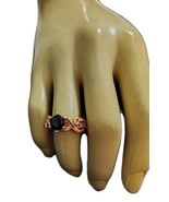 Vintage1928 Rose Gold Tone Garnet Color Stone Center Size 7 - $288.13 MXN