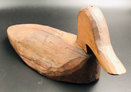 VTG 1987 H Hertz Handmade Primitive Wood Duck Decoy w/ Rotating Head 14&quot; x 4.75&quot; - £28.66 GBP