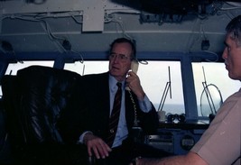 President George H.W. Bush visits USS Forrestal CV-59 carrier Photo Print - $8.81+