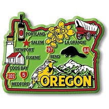 Oregon Colorful State Magnet by Classic Magnets, 3.2&quot; x 2.5&quot;, Collectible Souven - £4.52 GBP