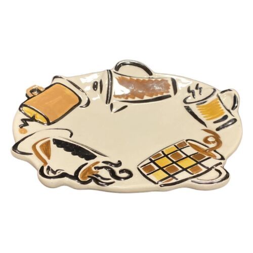 Studio Nova Dessert Snack Embossed Oval Plates Café Pattern -KT 550 - $11.88