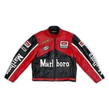 Marlboro Vintage Rare Cowhide Motorcycle Racing Leather Jacket With Protections - £116.55 GBP