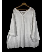 Woman Within 3X Tunic Blouse Top Seersucker Popover White Crisp Beachy C... - $934.16 MXN