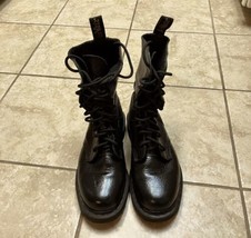 Vintage Doc Martens Boots 9-Eye Black Leather High Top Mens size 8 Women 9 - £115.43 GBP
