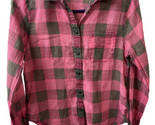 American Eagle Button Long Sleeved Shirt Womens Size XS Pink Check Cabin... - $9.92