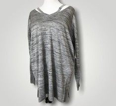 New 14th &amp; Union Cut Out V-Neck Metallic Knit Tunic Sweater Plus 1X Gray - £15.76 GBP