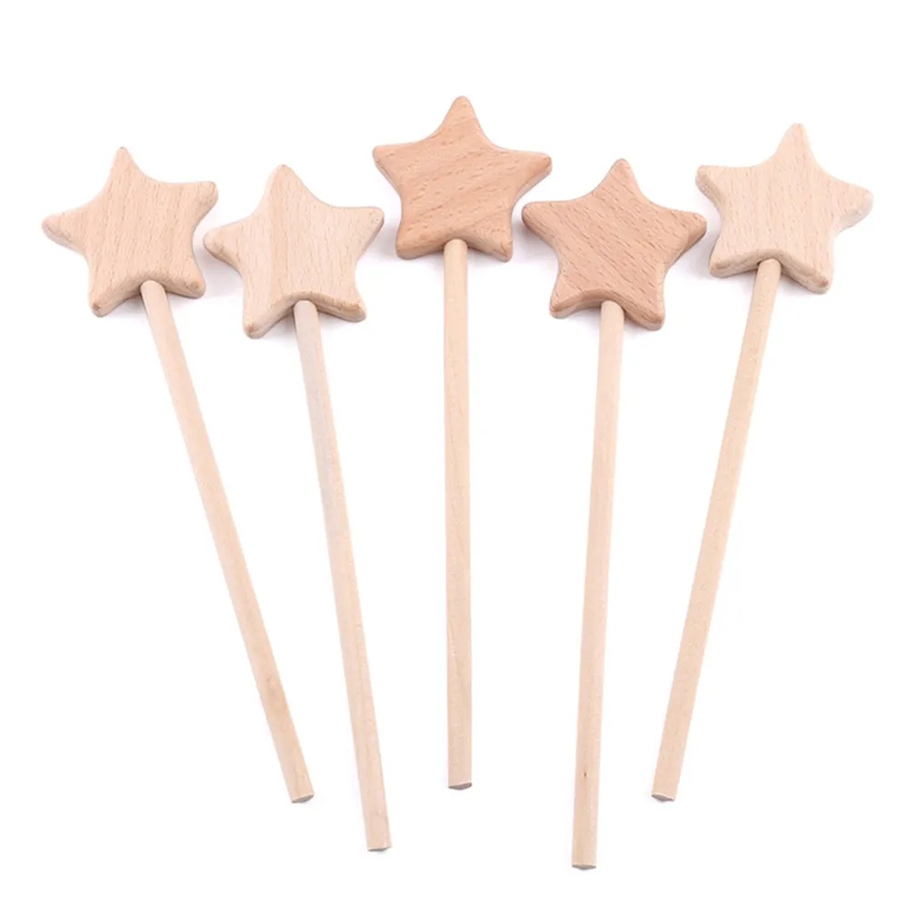 Play 2pcs Wood Toy Beech A Wand Moon DIY Star Rod Rodent Play Gym Wooden Bell Pl - £23.18 GBP