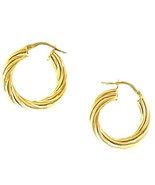 14K yellow gold hoop earrings for women twisted style high polished - $215.00
