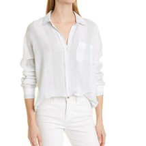 RAILS Women&#39;s Charli Awning Stripe Linen Blend Blouse, Large, White/Blue... - $83.22