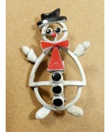 VIntage Metal &amp; Enamel Happy Snowmen pin Brooch - £15.57 GBP