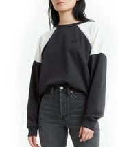 Womens Sweatshirt Levis Black White Colorblock Crewneck Sweatshirt-sz L - $20.79
