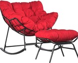 Outdoor Rocking Chair With Footrest, Comfortable Upholstered Rocking Cha... - $426.99