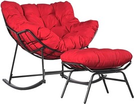 Outdoor Rocking Chair With Footrest, Comfortable Upholstered Rocking Cha... - $426.99