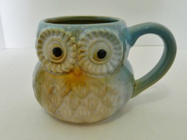 3D Owl Coffee Mug Cup Blue and Tan by Midwood Brands 10 Ounces - £14.93 GBP