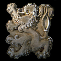 Rampant Lion Scottish Czech Coat of Arms Sculpture plaque - $98.01