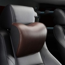 Leather Car Neck Pillow Set Memory Foam Auto Rear Seat Back Headrest Lumbar Supp - £36.45 GBP