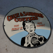 Vintage 1939 Chase &amp; Sanborn&#39;s Coffees Porcelain Gas-Oil Americana Man Cave Sign - $231.17