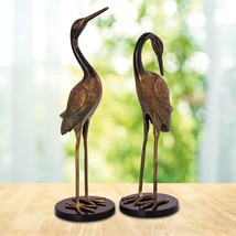 SPI Home Pair of Heartwarming Crane Couple Cast Brass and Marble Statues - £255.43 GBP
