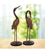 SPI Home Pair of Heartwarming Crane Couple Cast Brass and Marble Statues - £255.87 GBP