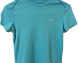 Champion Girls T Shirt Size L Green blue Athletic Round Neck Short Sleeved - $5.40