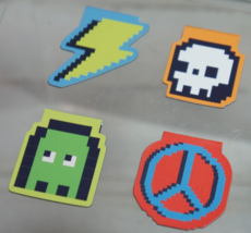 4 Pack Pixel Art Gamer Magnetic Bookmark Clips Skull Ghost Peace Bolt 1.5&quot; NIP - £2.90 GBP