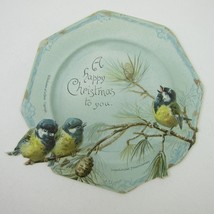 Victorian Christmas Card Hildesheimer &amp; Faulkner Blue Titmouse Birds Ant... - $9.99