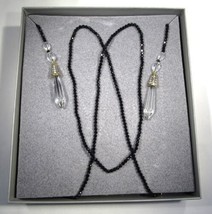 Heidi Daus Deco Black Bead &amp; Crystal Drape Necklace HSN Original Packaging C3741 - £39.77 GBP