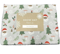 Snowy Day Linen Co. African American Santa Face sheet Set Twin  - £29.00 GBP
