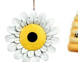 Beehive Daisy Bird House Hanging Poly Stone Yellow White Garden Bee Bumblebee image 2