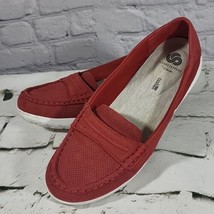 Clarks Cloud Steppers Jocolin Maye Flats Size 9 W Red Perforated Cushioned Shoes - £14.97 GBP