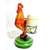 Country Farm Rooster Figurine Salt and Pepper Holder Distressed Green Base - £24.33 GBP