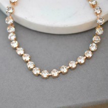 30Ct Brilliant Round Cut D/VVS1 Diamond Tennis Necklace 14K Yellow Gold Finish - £186.84 GBP