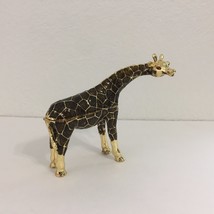 Hand Painted Enamel Gold Tone Metal Giraffe Figurine Hinged Jewelry Trinket Box - £27.97 GBP