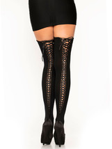 Opaque Thigh Hi W Lace Up Back OS BLACK - £20.40 GBP