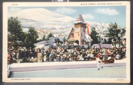 Black Forest Ice Skating Pond Chicago World&#39;s Fair Linen Postcard Curt Teich - £6.04 GBP