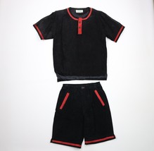 Vintage 90s Streetwear Mens Small 2 Piece Lined Leather Shorts Outfit Se... - $118.75