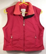 LL Bean Womens Fleece Lined Nylon Winter Vest Full Zip Red Size Petite M... - £16.62 GBP