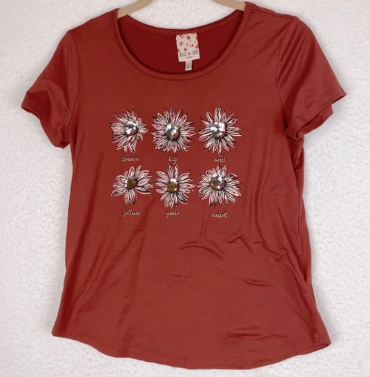 Belle du Jour big girls t-shirt size Large rusty brown - $4.00