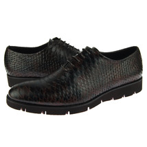 Corrente 4783 Casual Oxford, Snake Print Men&#39;s Leather Shoes, Brown Python - £117.55 GBP